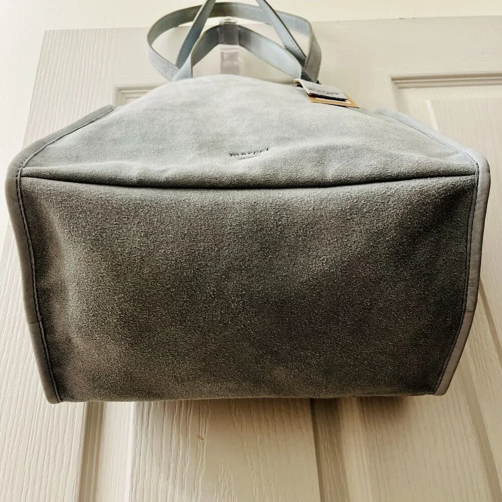 Margot New York‎ Jamee Suede Tote Double Handle Blue TikTok Viral Makeup Pouch